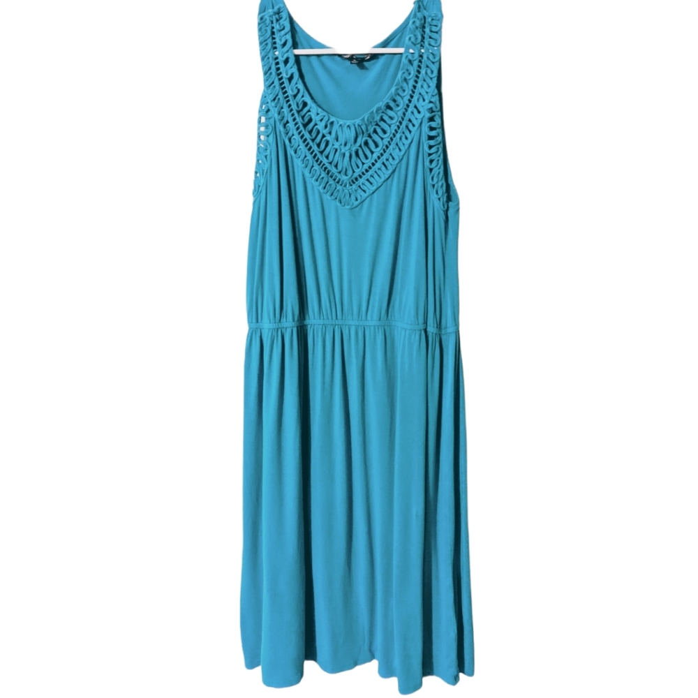 🌞 3/$15 Cable & Gauge Teal Detailed Neckline Dress